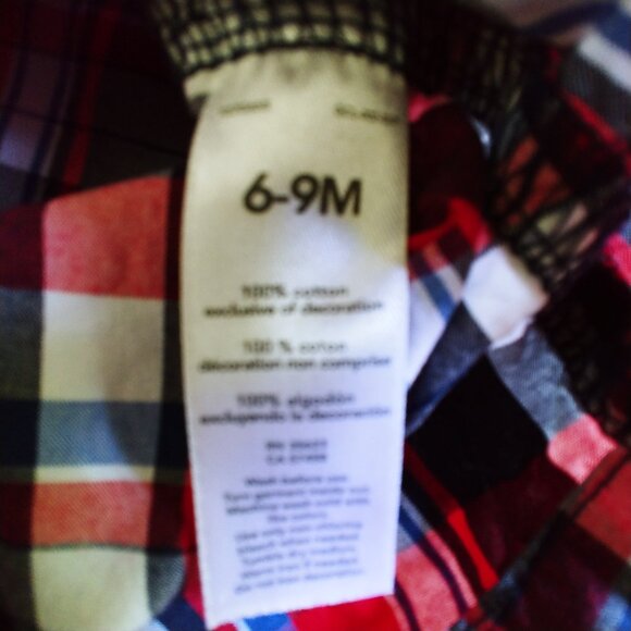 Child of Mine Plaid Crab Shortalls 6-9 Months - Picture 7 of 7